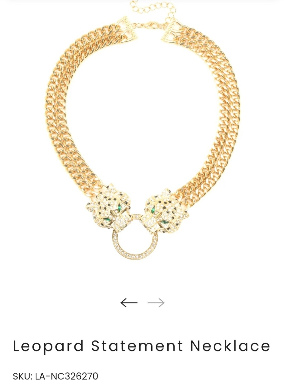 Gold Leopard Statement Necklace by Eyecandy Los Angeles
